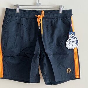 Mr.Swim Black Swim Shorts with Red Accents